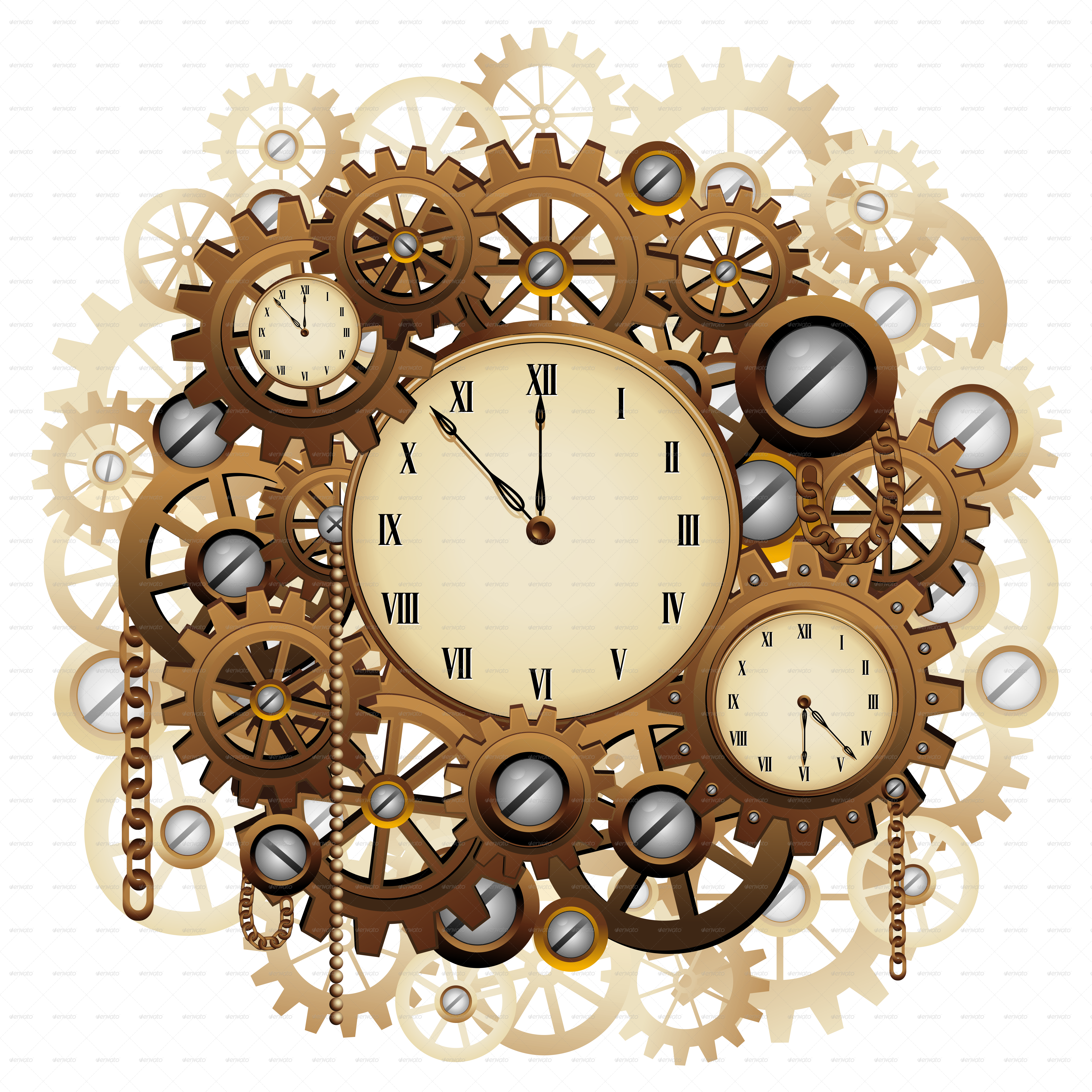 Steampunk Style Clocks and Gears, Vectors GraphicRiver